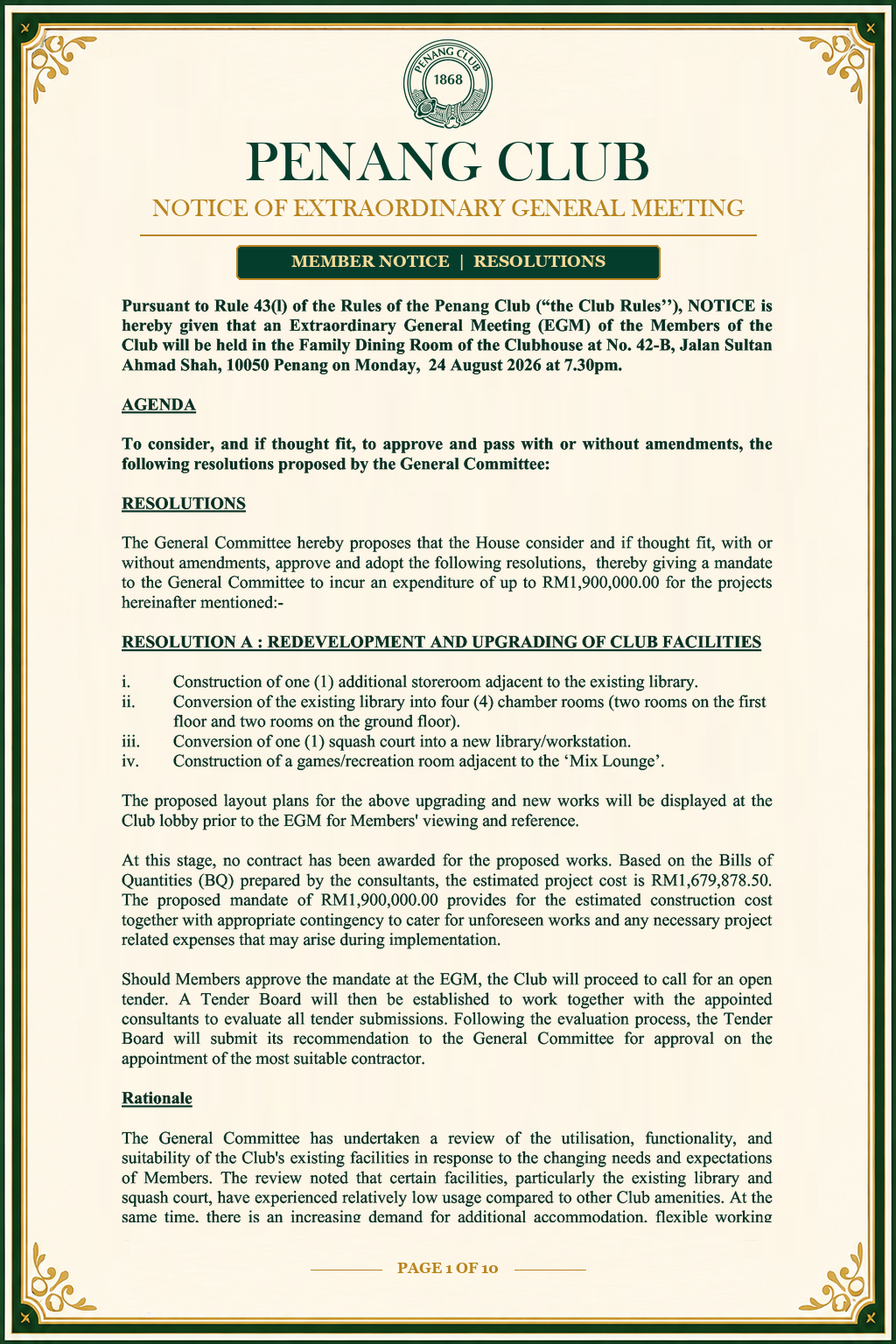 Extraordinary General Meeting